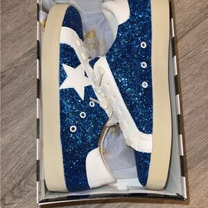 Blue Glitter Sneakers with White Star